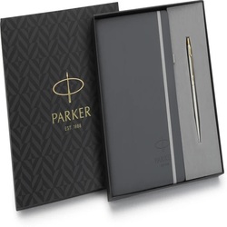 Parker Pen n Notebook Gift Set - JOTTER STAINLESS STEEL GOLD TRIM